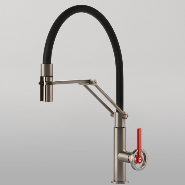 Gessi Officine V Goose Neck Semi-Professional Spray Mixer Brushed Nickel