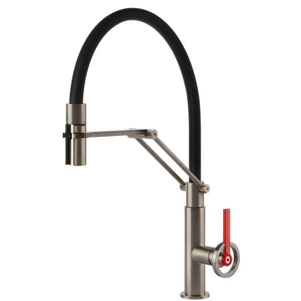 Gessi Officine V Goose Neck Semi-Professional Spray Mixer Brushed Nickel