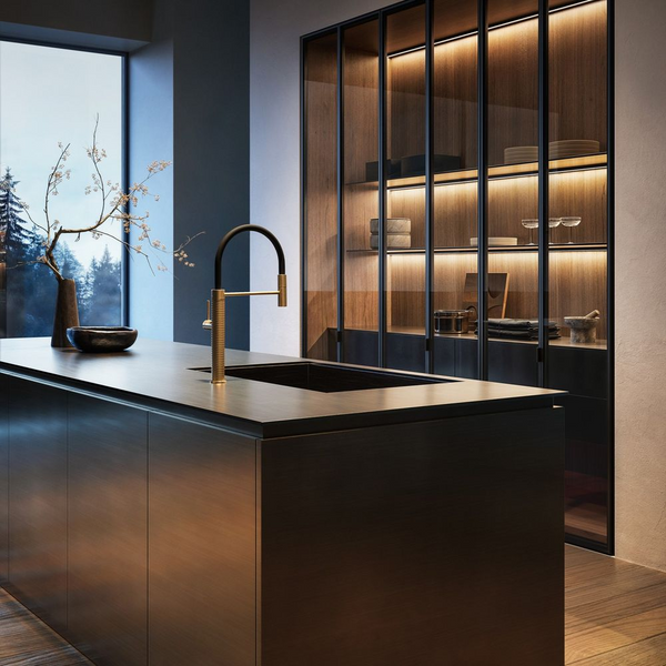 Gessi 316 Meccanica Goose Neck Semi-Professional Spray Mixer Warm Bronze