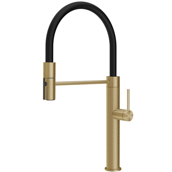 Gessi 316 Meccanica Goose Neck Semi-Professional Spray Mixer Brushed Brass