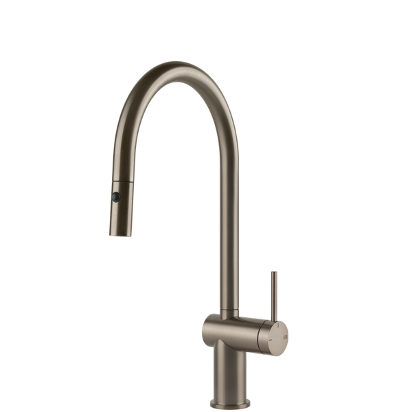 Gessi Inedito Goose Neck Pull Out Spray Mixer Brushed Nickel