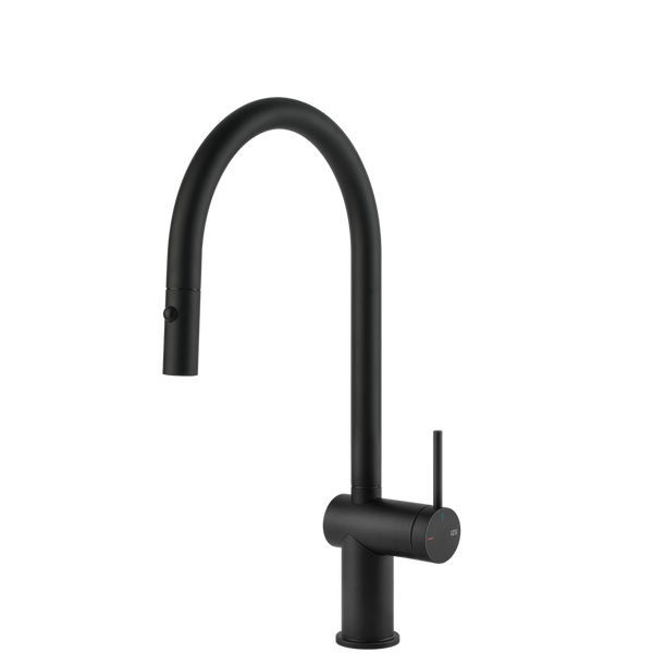 Gessi Inedito Goose Neck Pull Out Spray Mixer Matte Black