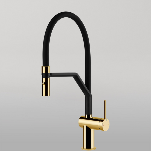 Gessi Inedito Goose Neck Semi-Professional Spray Mixer Bright Gold