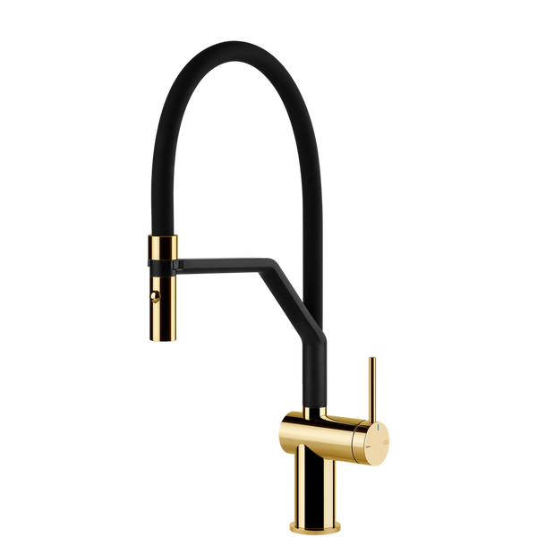 Gessi Inedito Goose Neck Semi-Professional Spray Mixer Bright Gold