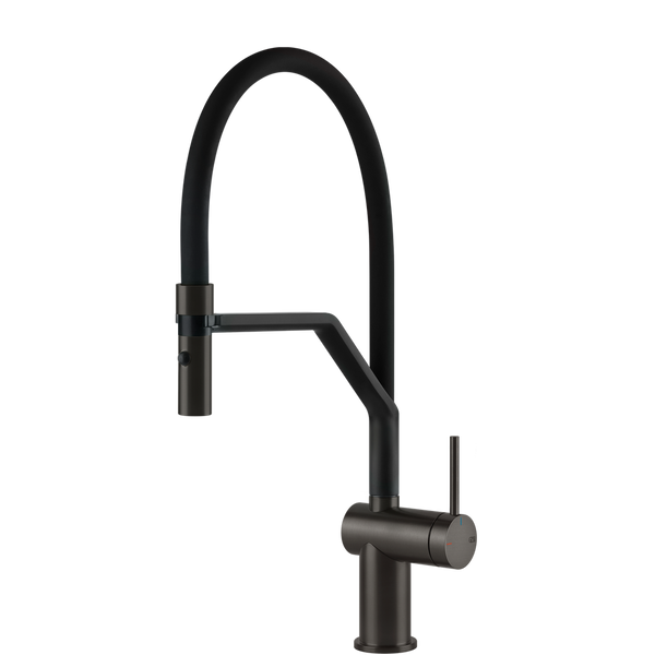 Gessi Inedito Goose Neck Semi-Professional Spray Mixer Brushed Black
