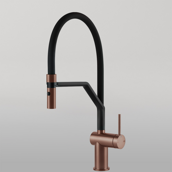 Gessi Inedito Goose Neck Semi-Professional Spray Mixer Brushed Copper