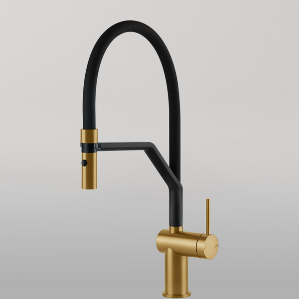 Gessi Inedito Goose Neck Semi-Professional Spray Mixer Brushed Gold