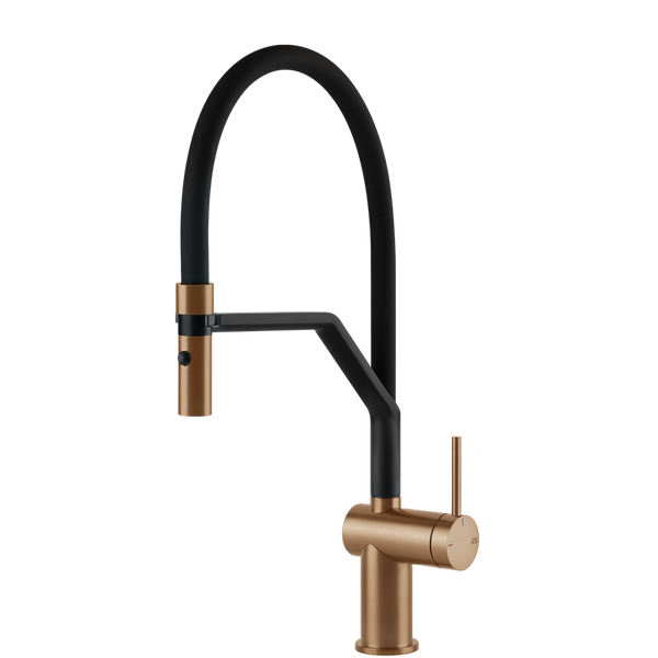 Gessi Inedito Goose Neck Semi-Professional Spray Mixer Warm Bronze