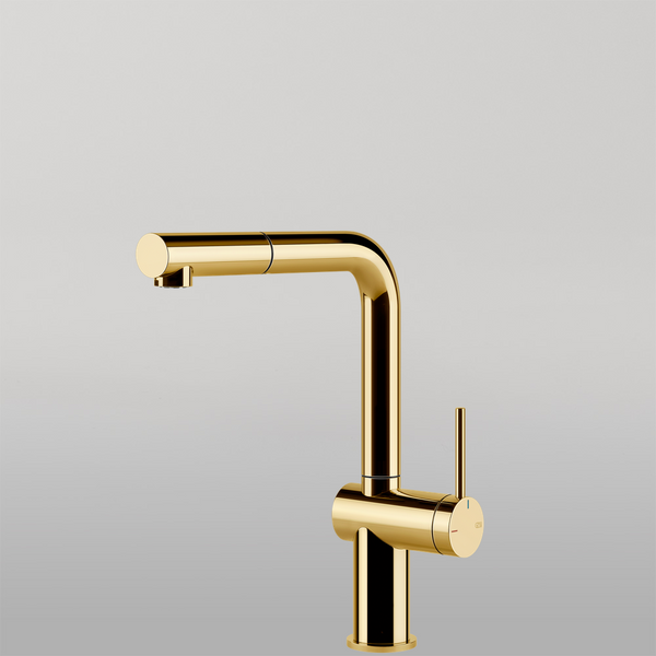 Gessi Inedito Right Angle Pull Out Mixer Bright Gold