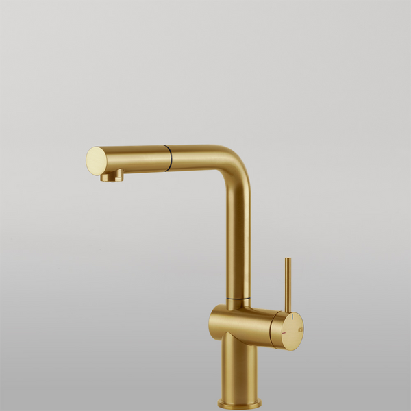 Gessi Inedito Right Angle Pull Out Mixer Brushed Gold