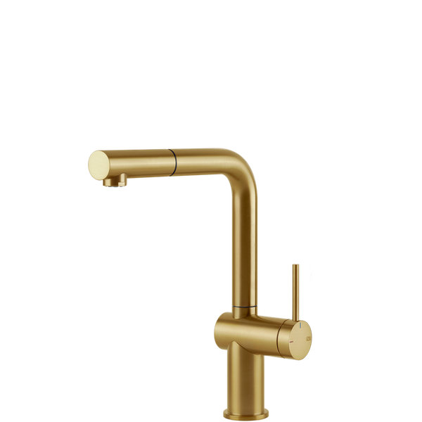 Gessi Inedito Right Angle Pull Out Mixer Brushed Gold