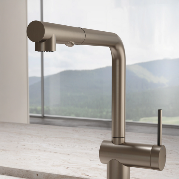 Gessi Inedito Right Angle Pull Out Spray Mixer Brushed Nickel