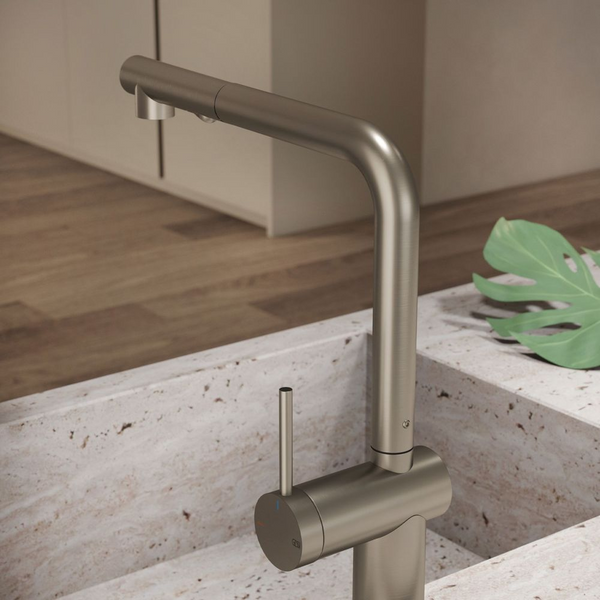 Gessi Inedito Right Angle Pull Out Spray Mixer Brushed Nickel
