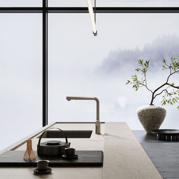 Gessi Inedito Right Angle Pull Out Spray Mixer Brushed Nickel