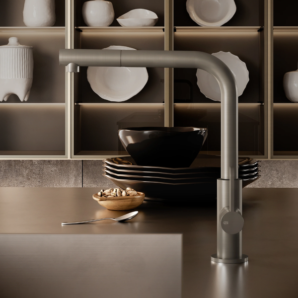 Gessi Acciaio Right Angle Pull Out Mixer Stainless Steel