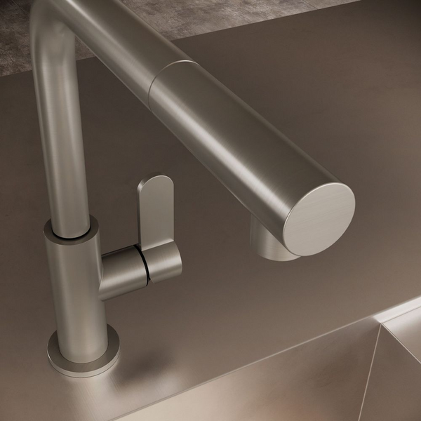 Gessi Acciaio Right Angle Pull Out Mixer Stainless Steel