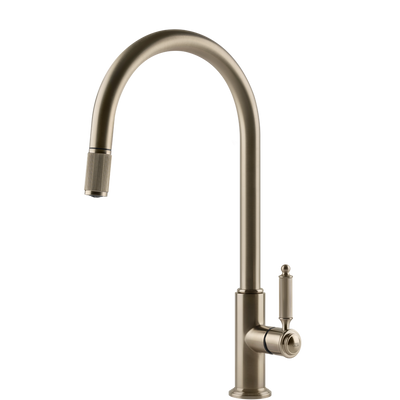 Gessi Venti20 Goose Neck Pull Out Mixer Brushed Nickel