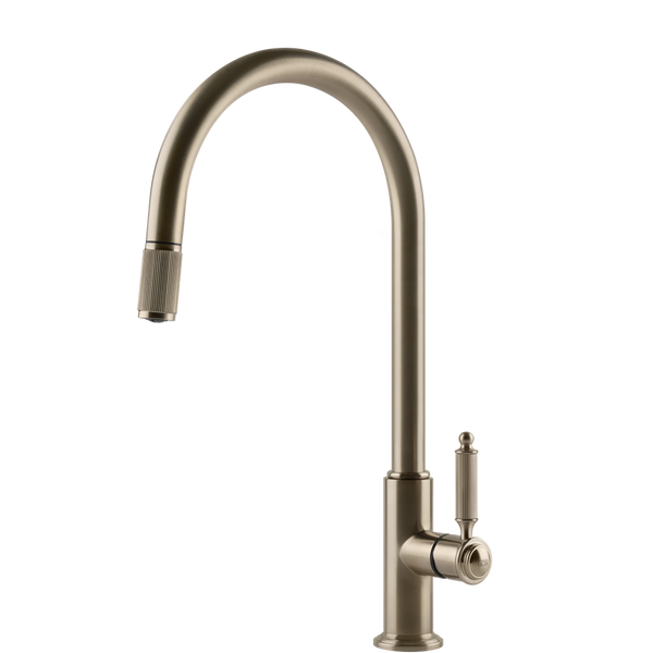 Gessi Venti20 Goose Neck Pull Out Mixer Brushed Nickel