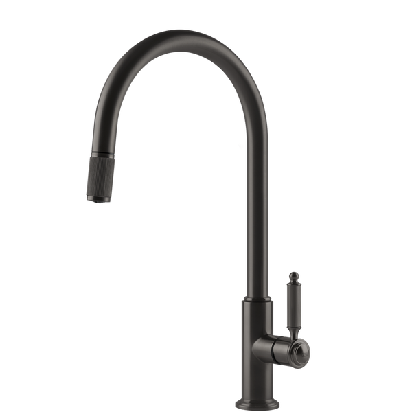 Gessi Venti20 Goose Neck Pull Out Mixer Brushed Black