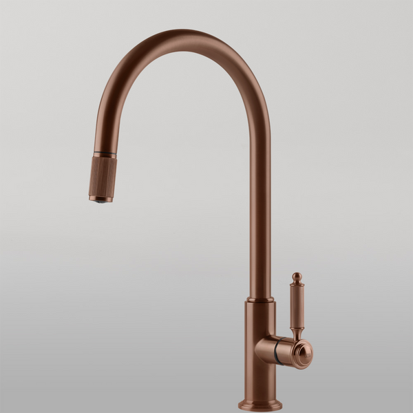 Gessi Venti20 Goose Neck Pull Out Mixer Brushed Copper
