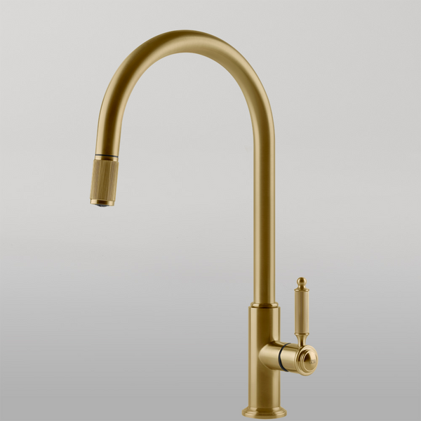 Gessi Venti20 Goose Neck Pull Out Mixer Brushed Gold
