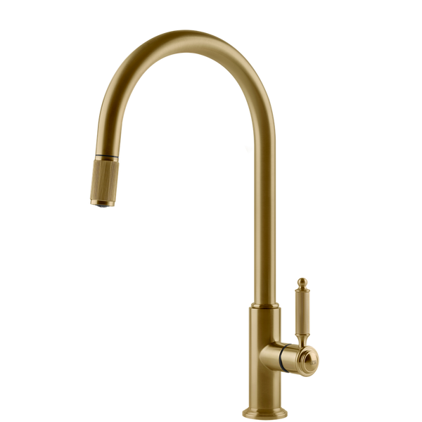 Gessi Venti20 Goose Neck Pull Out Mixer Brushed Gold