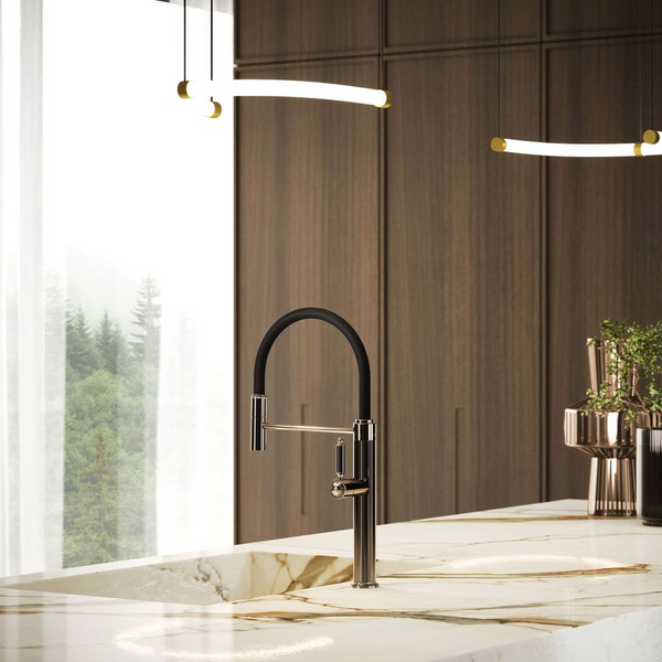 Gessi Venti20 Goose Neck Semi-Professional Mixer Brushed Nickel