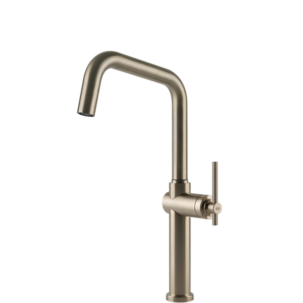 Gessi Habito Square Goose Neck Swivel Mixer Brushed Nickel