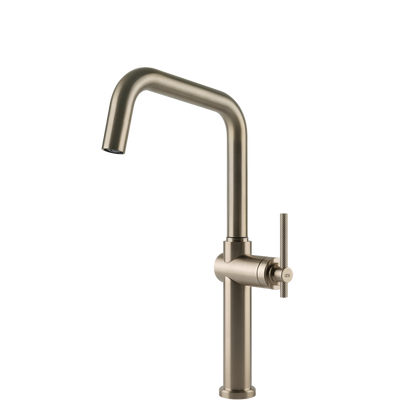 Gessi Habito Square Goose Neck Swivel Mixer Brushed Nickel