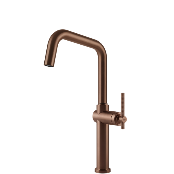 Gessi Habito Square Goose Neck Swivel Mixer Brushed Copper