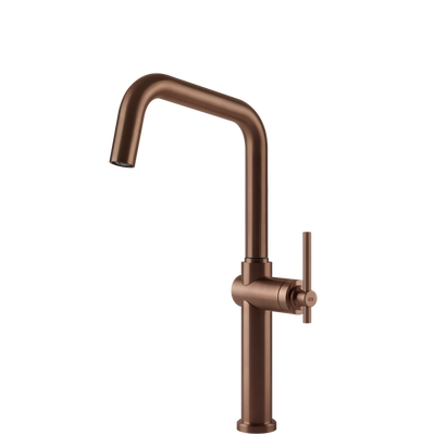 Gessi Habito Square Goose Neck Swivel Mixer Brushed Copper