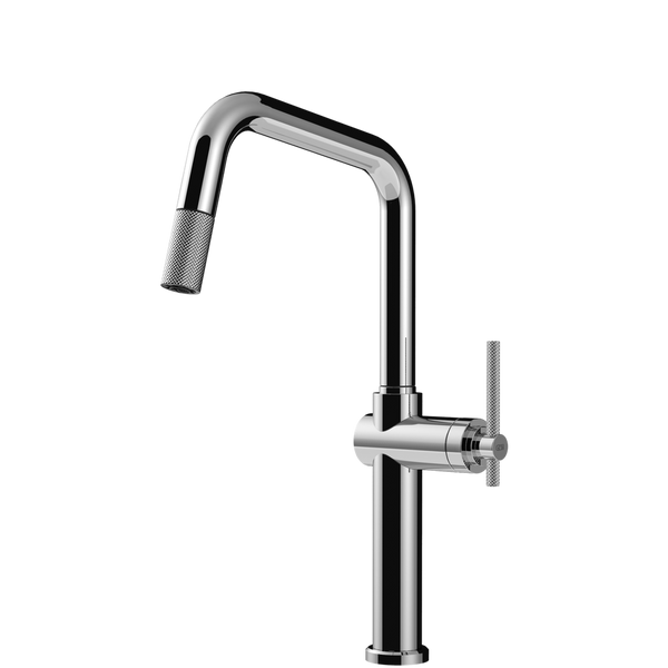 Gessi Habito Square Goose Neck Pull Out Mixer Chrome