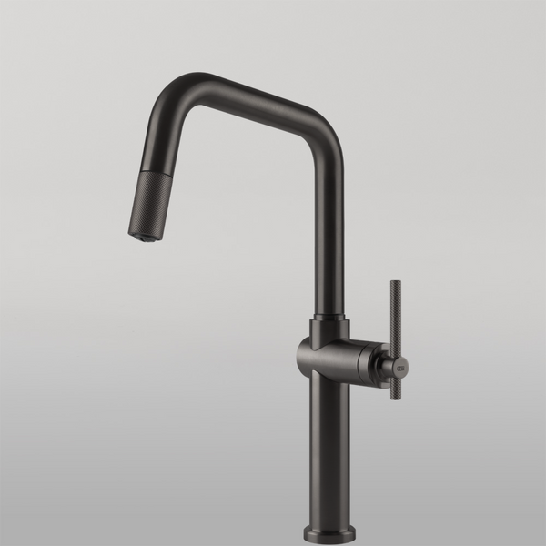 Gessi Habito Square Goose Neck Pull Out Mixer Brushed Black
