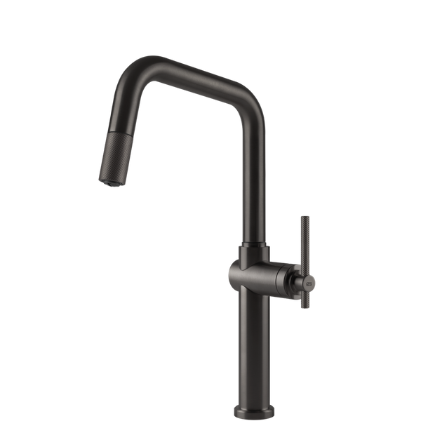 Gessi Habito Square Goose Neck Pull Out Mixer Brushed Black