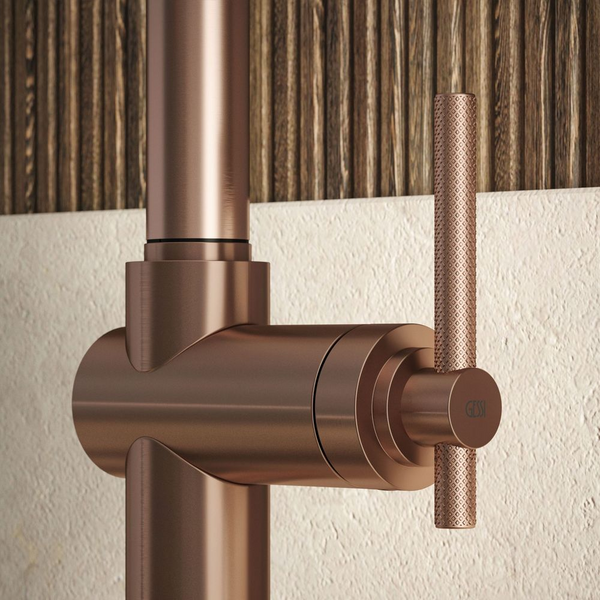 Gessi Habito Square Goose Neck Pull Out Mixer Brushed Copper