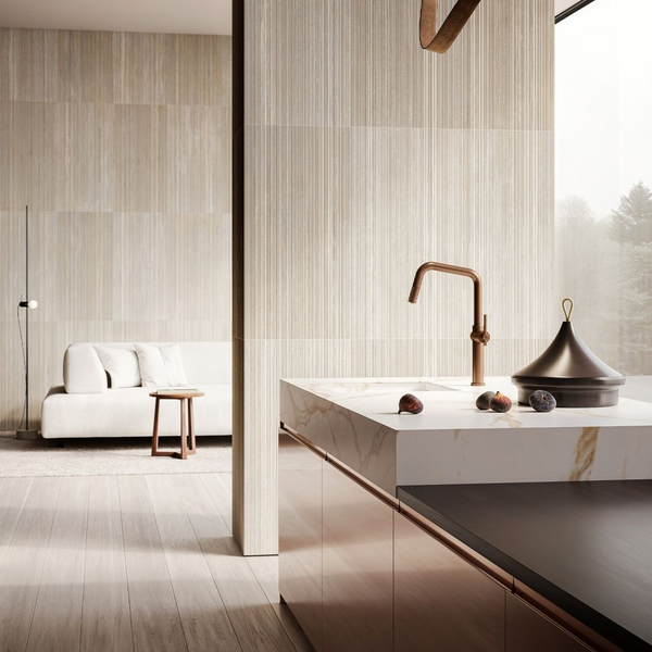 Gessi Habito Square Goose Neck Pull Out Mixer Brushed Copper