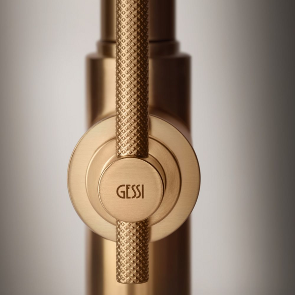 Gessi Habito Square Goose Neck Pull Out Mixer Warm Bronze