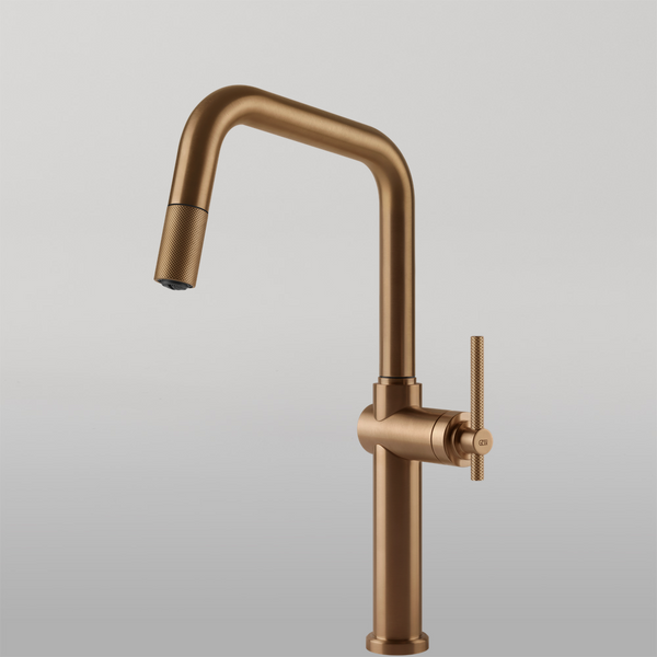 Gessi Habito Square Goose Neck Pull Out Mixer Warm Bronze