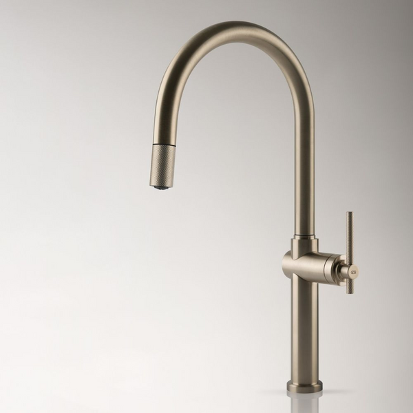 Gessi Habito Goose Neck Pull Out Mixer Brushed Nickel