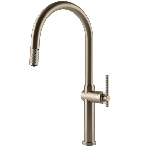 Gessi Habito Goose Neck Pull Out Mixer Brushed Nickel