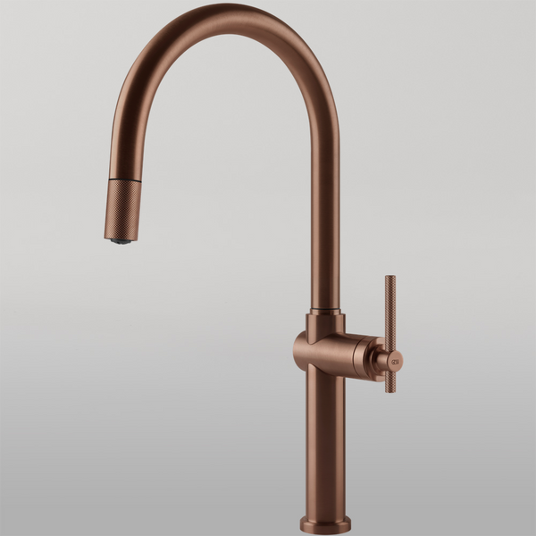 Gessi Habito Goose Neck Pull Out Mixer Brushed Copper