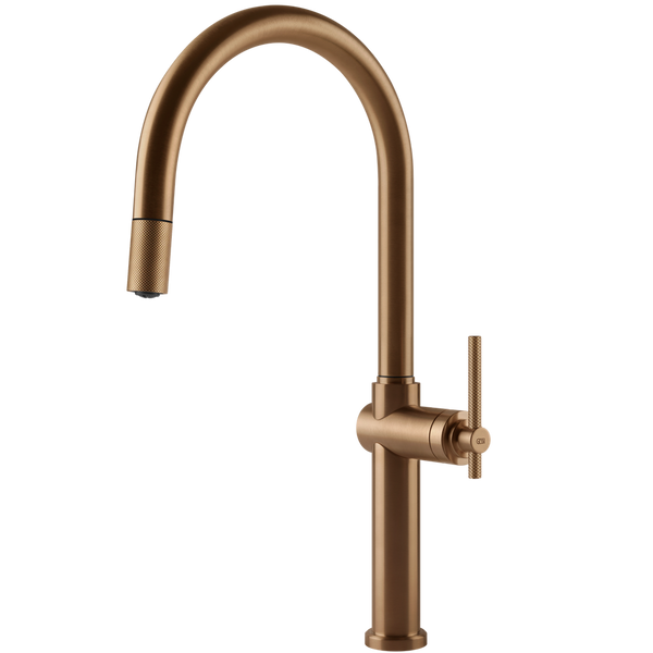 Gessi Habito Goose Neck Pull Out Mixer Warm Bronze