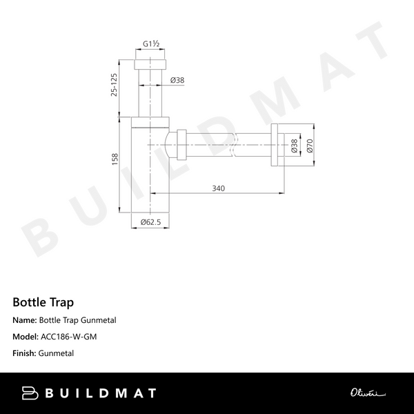 Oliveri Bottle Trap Gunmetal