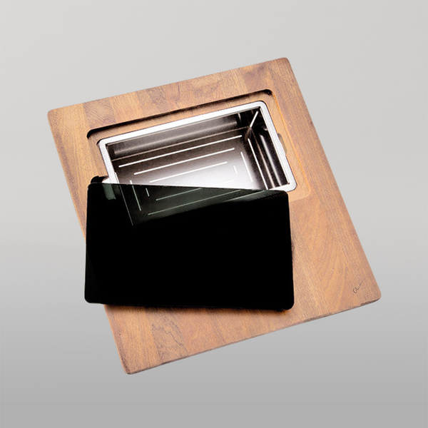 Oliveri Professional Series Chopping Board With Stainless Steel Bowl And Colander Bamboo