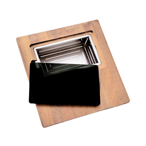 Oliveri Professional Series Chopping Board With Stainless Steel Bowl And Colander Bamboo