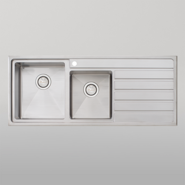Oliveri Apollo 1 And 3/4 Bowl Sink With Right Drainboard Stainless Steel