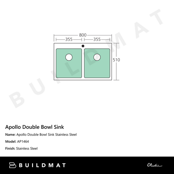 Oliveri Apollo Double Bowl Sink Stainless Steel