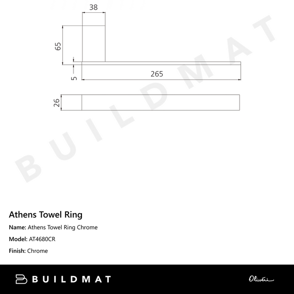 Oliveri Athens Towel Ring Chrome