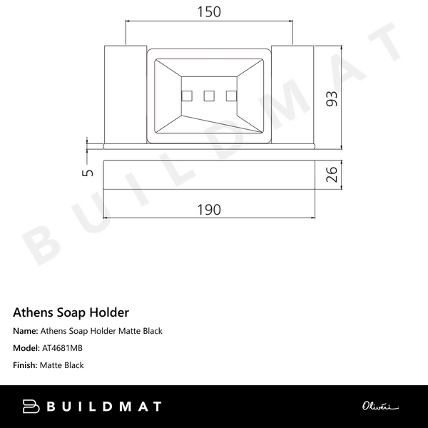 Oliveri Athens Soap Holder Matte Black