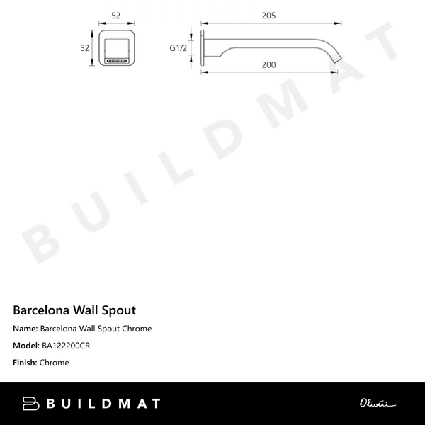 Oliveri Barcelona Wall Spout Chrome